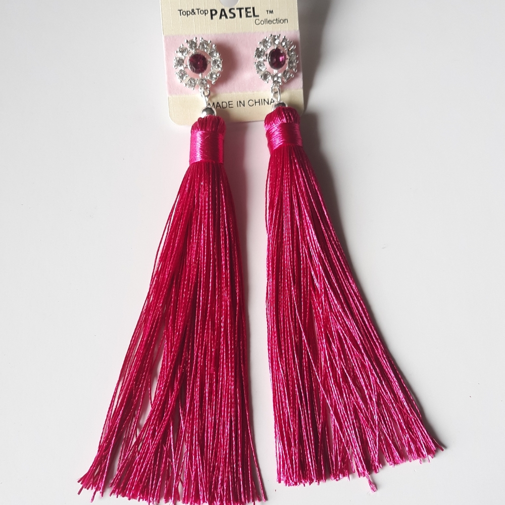 Pastel Collection Very Long Tassel Earrings